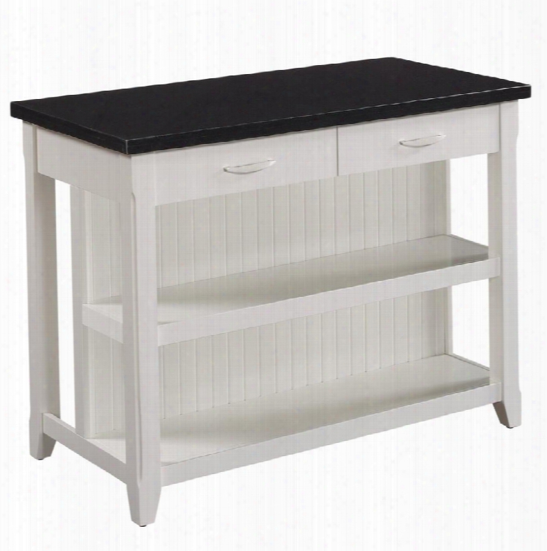 Ki10275-48-t401 The Server Kitchen Island With 2 Storage Drawers 2 Open Shelves Brushed Nickel Hardware And Real Granite Top In White