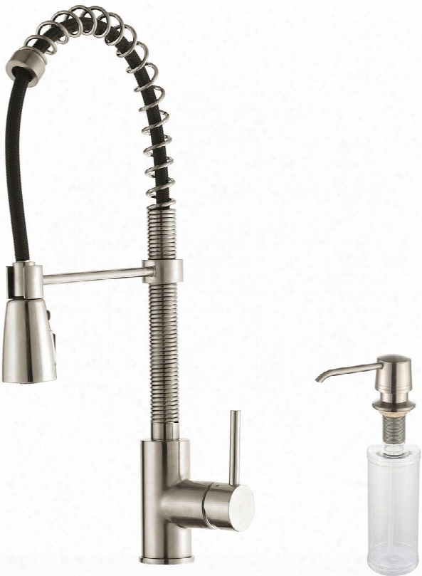 Kpf1612-ksd30ss Commercial-style Series Pull Down Kitchen Faucet With Solid Brass Construction Easy-clean Rubber Nozzles Kerox Ceramic Cartridge And