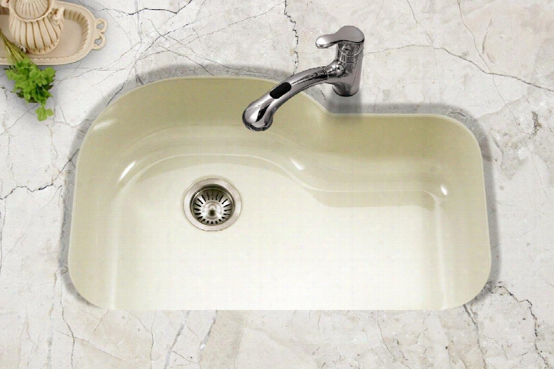 Pch-3700 Bq Porcela Series Porcelain Enamel Steel Undermount Offset Single Bowl Kitchen Sink