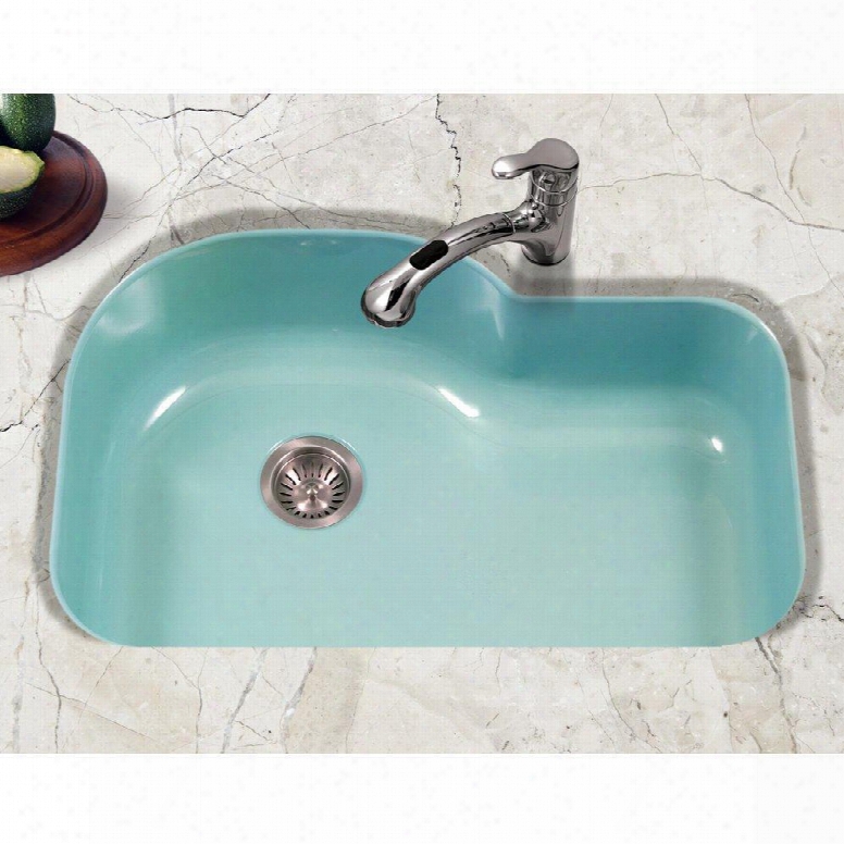 Pch-3700 Mt Porcela Series Porcelain Enamel Steel Undermount Offset Single Bowl Kitchen Sink