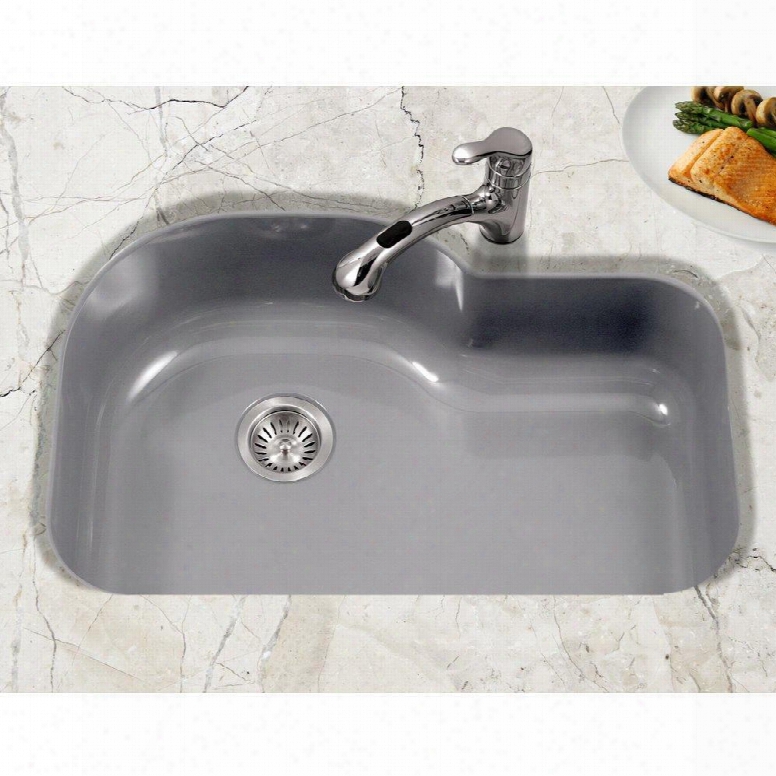 Pch-3700 Sl Porcela Series Porcelain Enamel Steel Undermount Offset Single Bowl Kitchen Sink