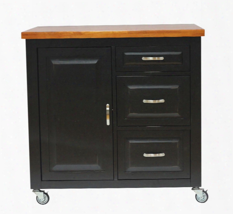 Pk-crt-04-bch Kitchen Cart With Distressed Antique Black With Cherry Rub Through And Distressed Cherry Finish