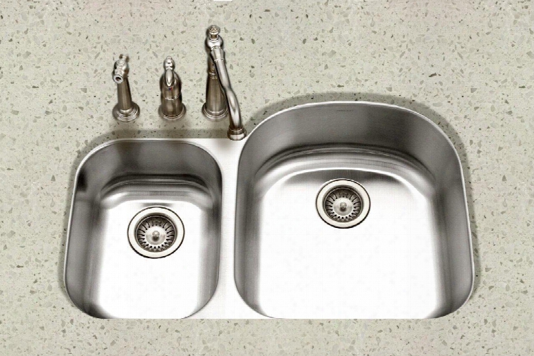 Pnc-3200sl-1 Eston Series Undermount Stainless Steel 70/30 Double Bowl Kitchen Sink Small Bowl Left 16