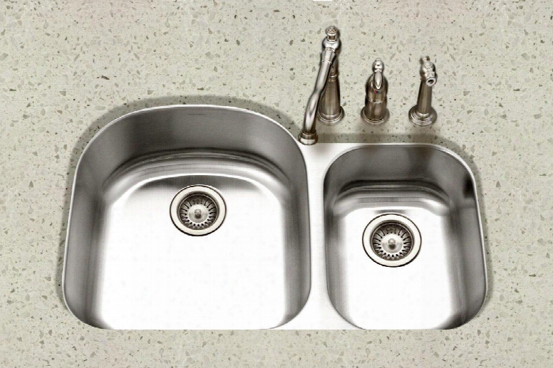 Pnc-3200sr-1 Eston Series Undermount Stainless Steel 70/30 Double Bowl Kitchen Sink Small Bowl Right 16