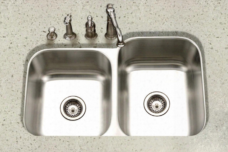 Pne-3300sl-1 Eston Series Ujdermount Stainless Steel 60/40 Double Bowl Kitchen Sink Small Bowl Left 16