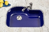 PCH-3700 NB Porcela Series Porcelain Enamel Steel Undermount Offset Single Bowl Kitchen Sink Navy