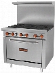 SR636 6-Burner Range with Oven with 30000 BTU Burner 32000 BTU Oven 6 Top Burners in Stainless