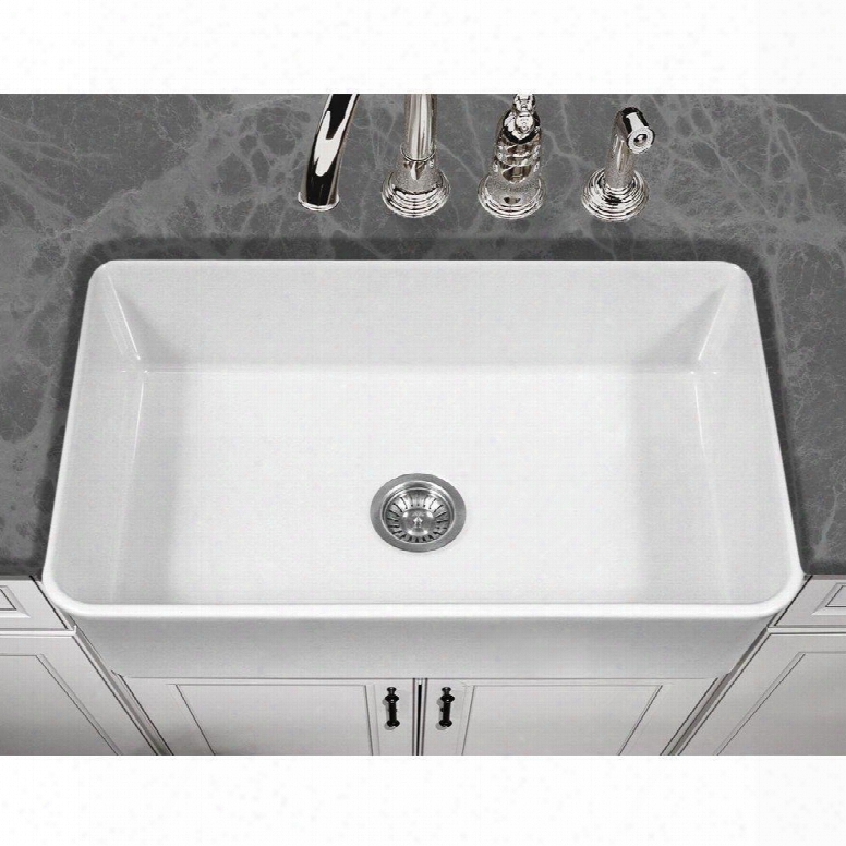 Pts-4300 Wh Platus Series 33-inch Apron-front Fireclay Single Bowl Kitchen Sink