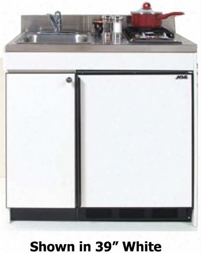 Rgs11y48 48" Efficiency Kitchenette With 5.1 Cu. Ft. Removable Refrigerator 2 Gas Burners Stainless Steel Countertop Sink Backsplash Automatic Defrost: