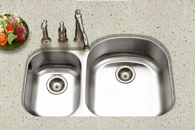 Stc-2200sl-1 Eston Series Undermount Stainless Steel 70/30 Double Bowl Kitchen Sink Small Bowl Left 18