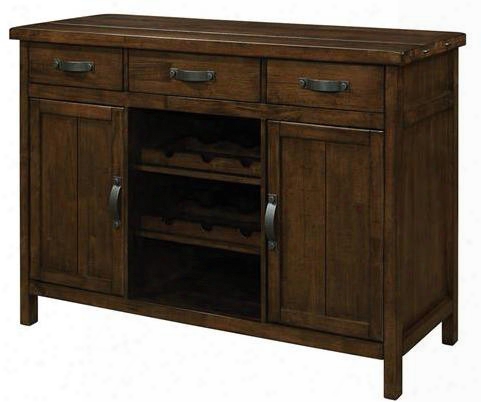 Wiltshire 106365 52" Server Witb 3 Drawers 2 Doors Removable Wine Racks And Asian Hardwood Materials In Rustic Pecan