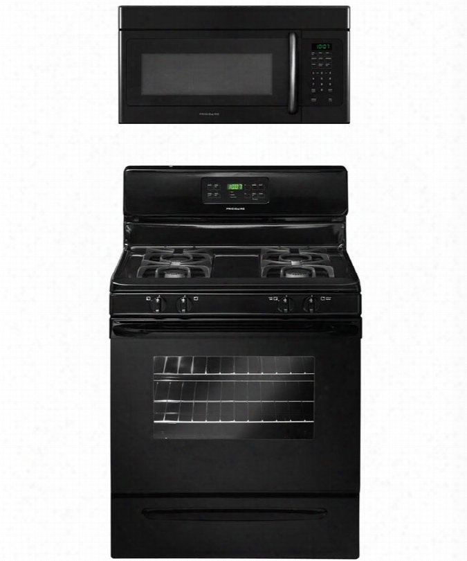 2-piece Black Kitchen Package With Ffgf3023lb 30" Freestanding Gas Range And Ffmv162lb 30" Over-the-range