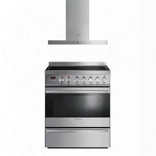 2-pice Stainless Steel Kitchen Set With Or30sdpwsx1 30" Electric Range And Hc30dtx1 30" Ventilation