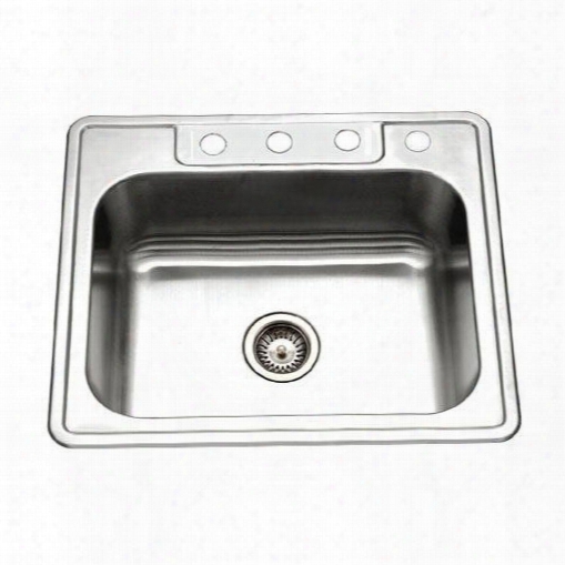 2522-6bs3-1 Glowtone 30" Self Rimming 3 Hole Single Basin Kitchen Sink In Stainless