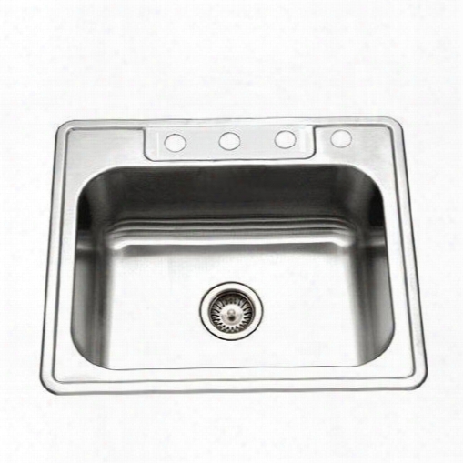 2522-8bs4-1 Glowtone Series Topmount Stainless Steel 4-holes Single Owl Kitchen Sink 8-inch