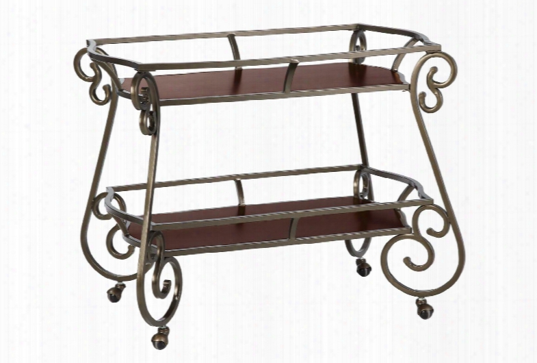 538387 Avery Tea Cart With Metal Frame And Two Glass Shelves In