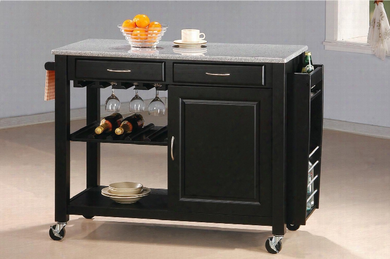 5870 Black Kitchen Island With Granite Top By Coaster