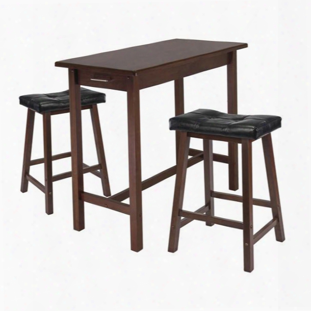 94304 3-pc Kitchen Island Table With 2 Cushion Saddle Seat