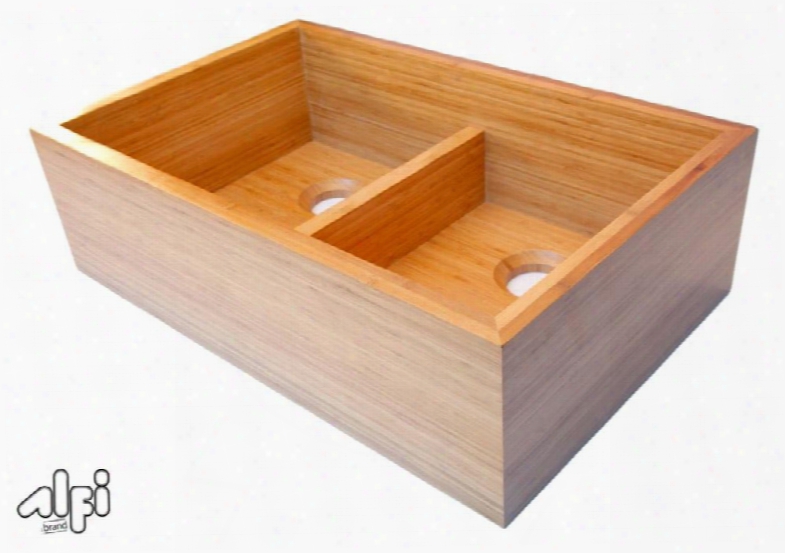 Ab3321 33" Double Bowl Kitchen Farm Sink With Bamboo Heavy Duty Side Walls Over An Inch Thick High Maintenance Sink Completely Waterproof And Non-porous In