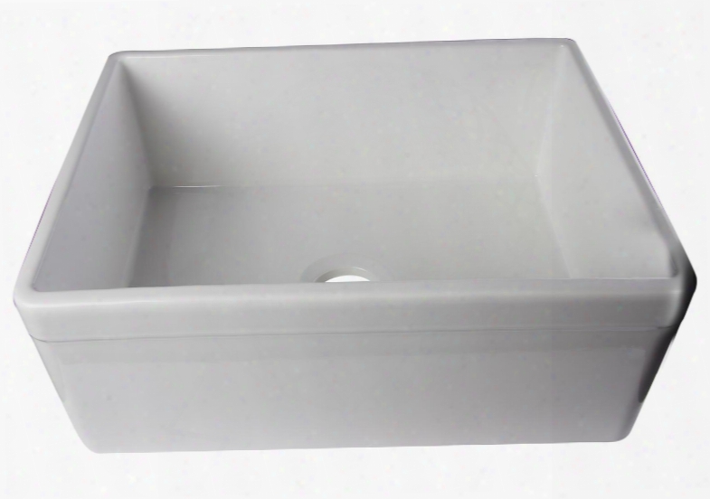 Ab506-w 26" Decorative Lip Apron Single Bowl Farmhouse Kitchen Sink With Fireclay And 3 1/2" Center Drain In