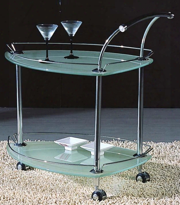 Chintaly Tea-cart 29.92" Rolling Tea Cart In Frosted Triangular