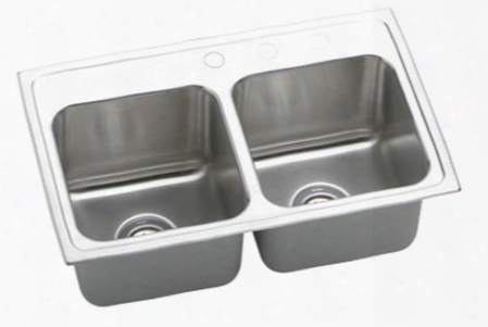 Dlr2918103 Gourmet Lustertone Stainless Steel 29" X 18" Double Basin Top Mount Kitchen Sink: Stainless