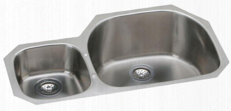 Eguh362110l Harmony Eelumina Stainless Steel 36-3/16" X 21-1/16" Double Basin Kitchen Sink With Left Primary Bowl And 10