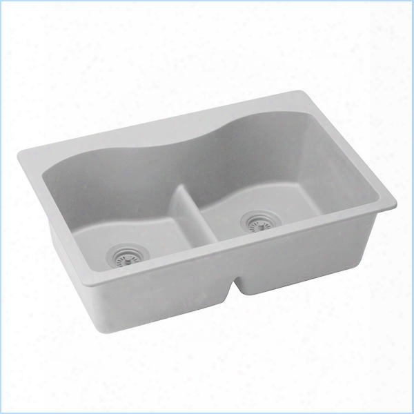 Elglb3322wh0 Harmony E-granite 33" Double Basin Top Mount Kitchen Sink In White