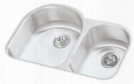 Eluhe311910l Harmony Stainless Steel 31-1/4" X 20' Undermount Double Basin Kitchen Sink With Right Primary Bowl 10" Depth And Rounded Edges: Stainless