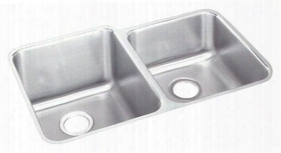 Eluhe3120r Gourmet Lustertone Stainless Steel 31-1/4" X 20-1/2" Double Basin Undermount Kitchen Sink Small Bowl On