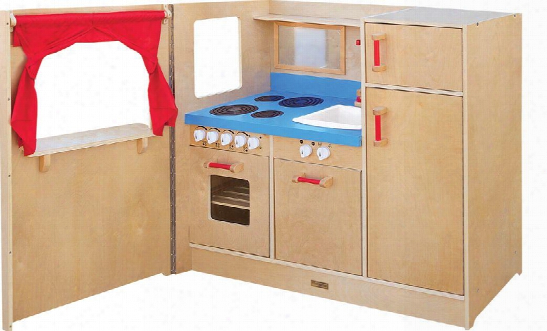 G97270 Swing Door Children's Play Kitchen With Sink Dishwasher Refdigerator And Oven With Pull Out