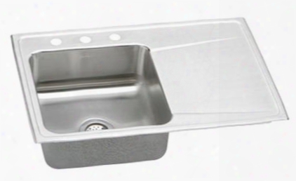 Ilr3322l1 Gourmet Lustertone Stainless Steel 33" X 22" Single Left Basin Top Mount Kitchen Sink With 7-5/8" Depth: Stainless