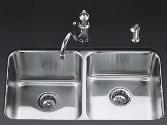 K-3351 Double Basin Stainless Steel Kitchen Sink From The Undertone Series: Stainless