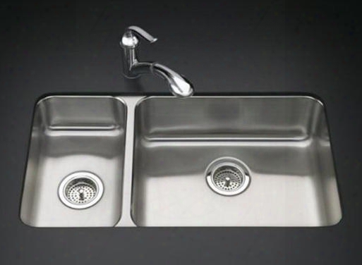 K-3352-l Double Basin Stainless Steel Kitchen Sink From The Undertone Series: Stainless