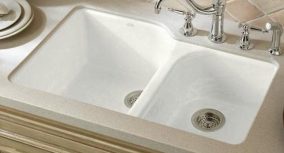 K-5931-4u-w Double Basin Cast Iron Kitchen Sink From The Executive Chef Series: