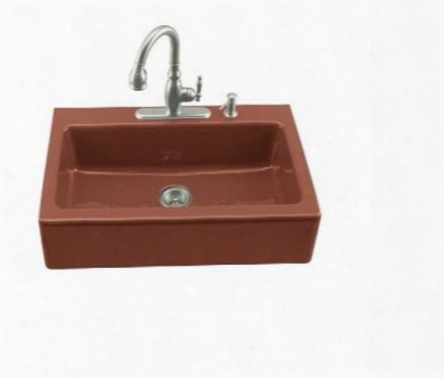 K-6546-4-r1 Single Basin Cast Iron Kitchen Sink From The Dickinson Series: Roussillon
