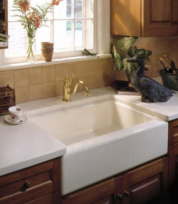 K-6546-4u-w Single Basin Cast Iron Kitchen Sink From The Dickinson Series: