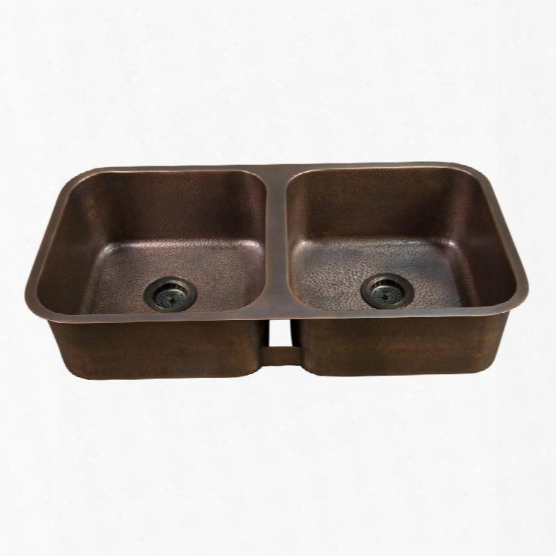 Kscdb3500-ac Severn 35 Copper Double Bowl Undermount Kitchen Sink
