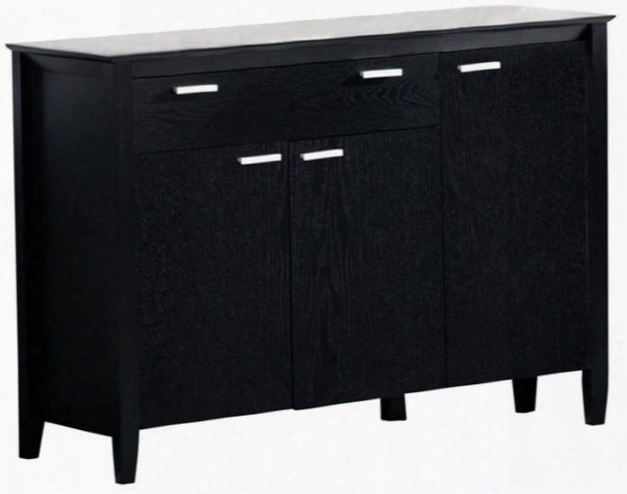 Lexton Collection 101565 47.25" Server With 2 Drawers 3 Doors Silver Metal Hardware Asian Harwood And Ash Veneer Materials In Black