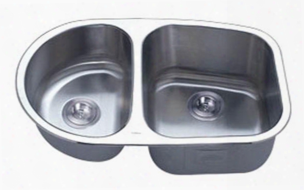 Li-200-sd Capraia Series 16 Gauge Double Bowl Undermount Kitchen Sink Fits 30" Or Larger Cabinets With Left Bowl Depth-7" And Right Bowl Depth-10" Stainless