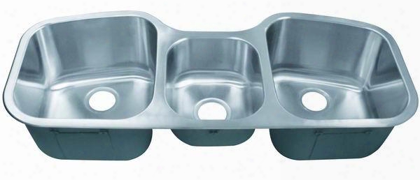 Li-200-t Potenza Series 16 Gauge Triple Bowl Undermount Or Drop In Kitchen Sink Fits 46" Or Larger Cabinets With Left And Right Bowl Depth-10" And Middle Bowl