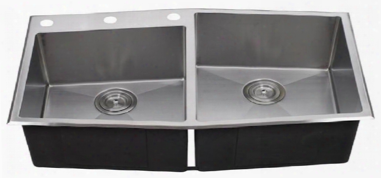 Lix-200-d Veneto 33 1/2" Double Bowl Undermount/drop-in Kitchen Sink With Soundproofing System And Mounting Hardwaare In Stainless