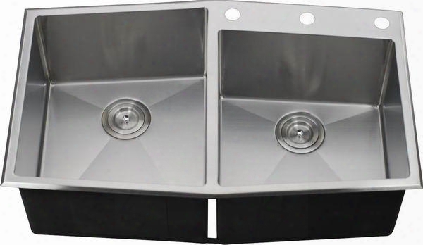 Lix-200 Veneto 33 1/2" Double Bowl Undermount/drop-in Kitchen Sink With Soundproofing System And Mounting Hardware In Stainless