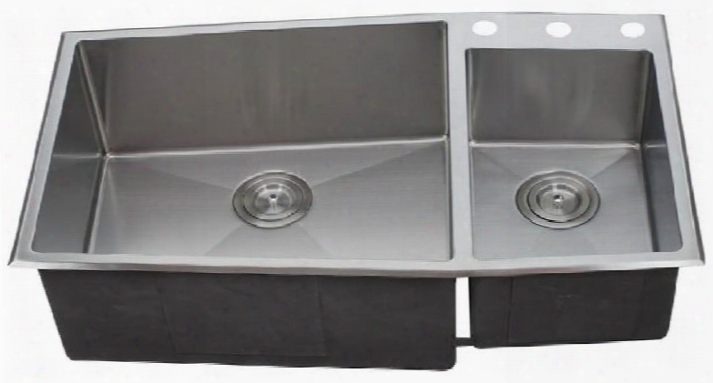 Lix-600 Sissa 33 1/2" Double Bowl Undermount/drop-in Kitchen Sink With Soundproofing System And Mounting Hardware In Stainless