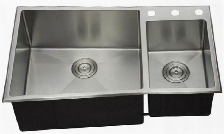 Lix-700 Aquino 33 1/2" Double Bowl Undermount/drop-in Kitchen Sink With Soundproofing System And Mounting Hardware In Stainless