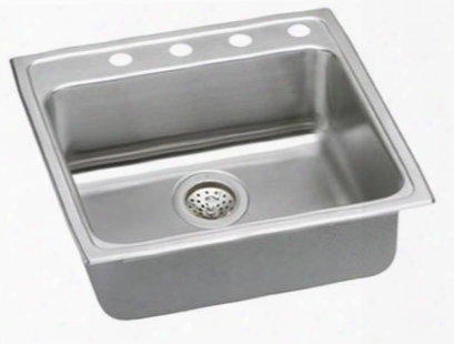 Lradq2222552 Gourmet Lustertone Stainless Steel 22" X 22" Single Basin Top Mount Kitchen Sink: 2 Faucet