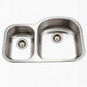 Mc-3210sl-1 Medallion Designer Series Undermount Stainless Steel 70/30 Double Bowl Kitchen Sink Small Bowl