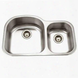 Mc-3210sr-1 Medallion Designer Series Undermount Stainless Steel 70/30 Double Bowl Kitchen Sink Small Bowl