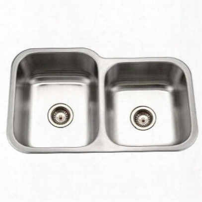 Mec-3220sr-1 Medallion Classic Series Undermount Stainless Steel 60/40 Double Bowl Kitchen Sink Ssmall Bowl