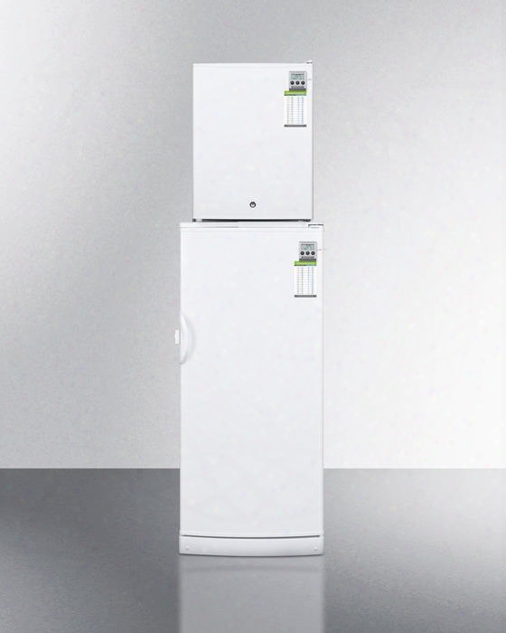 Med Series Ffar10-fs30lstackmed White Refrigerator-freezer Kit With Ffar10med Medical Refrigerator And Fs30lmed Compact